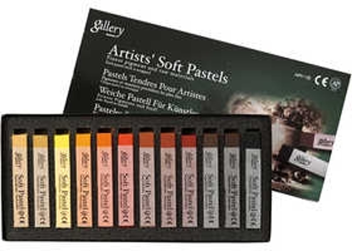 Gallery Soft Pastel Set, dikte 10 mm, l: 6,5 cm, bruin, bruintonen, 12stuks [HOB-38162]